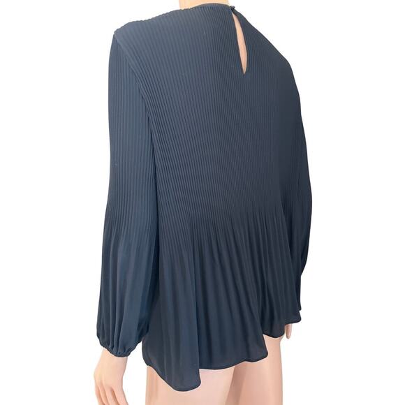 Adrianna Papell women's top blouse accordion lightweight black SM keyhole back - Picture 2 of 7